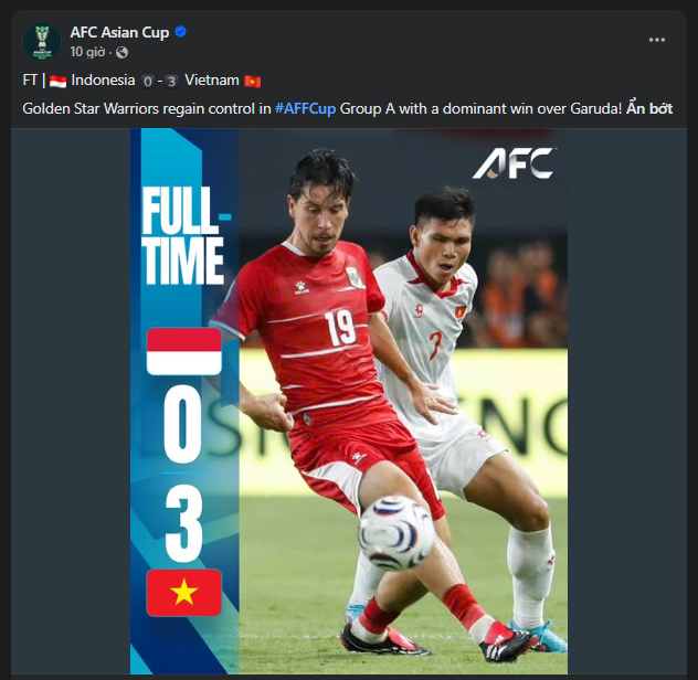AFC khen ngợi ĐT Việt Nam thắng áp đảo ĐT Indonesia - Ảnh 1. AFC khen ngợi ĐT Việt Nam thắng áp đảo ĐT Indonesia - Ảnh 1.