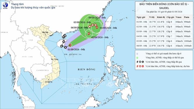 Bão số 5 giữ nguyên cường độ, di chuyển nhanh trên vùng biển phía Tây khu vực Bắc Biển Đông - Ảnh 1.