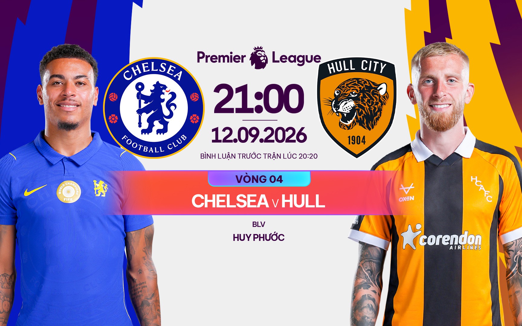 Link xem trực tiếp bóng đá Chelsea vs Hull City 21h00 hôm nay, vòng 4 Ngoại hạng Anh