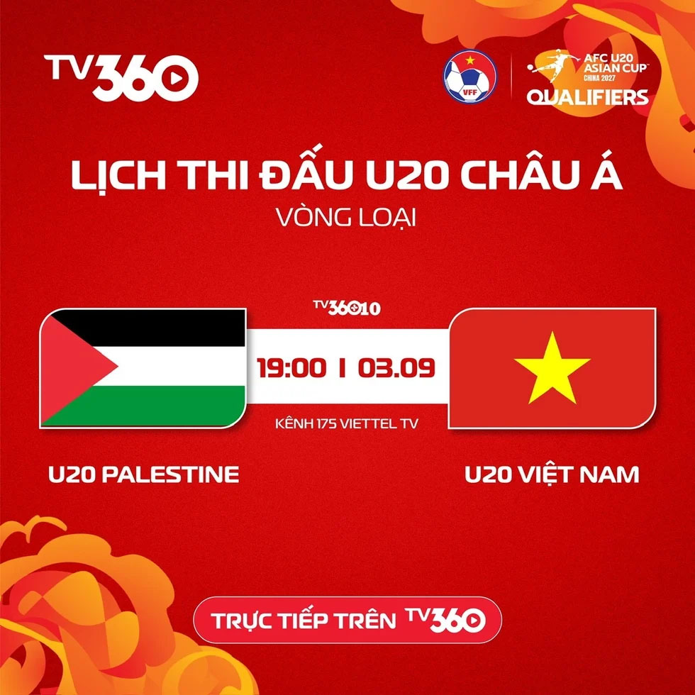 Lịch thi đấu bóng đá hôm nay 3/9: Trực tiếp U20 Việt Nam vs U20 Palestine - Ảnh 2. Lịch thi đấu bóng đá hôm nay