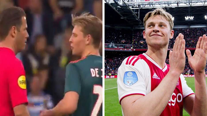 Frenkie De Jong xin trọng tài đá thêm giờ trong trận đấu cuối cùng với Ajax