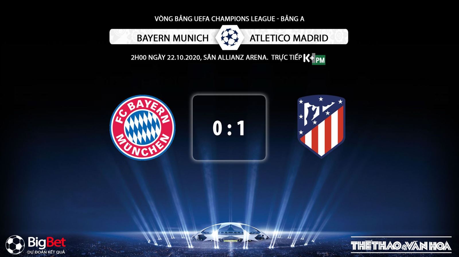 Keo nha cai, nhận định kết quả, Bayern Munich vs Atletico Madrid, Trực tiếp bóng đá Cúp C1 châu Âu, K+PM, trực tiếp bóng đá Bayern Munich đấu với Atletico Madrid, kèo bóng đá