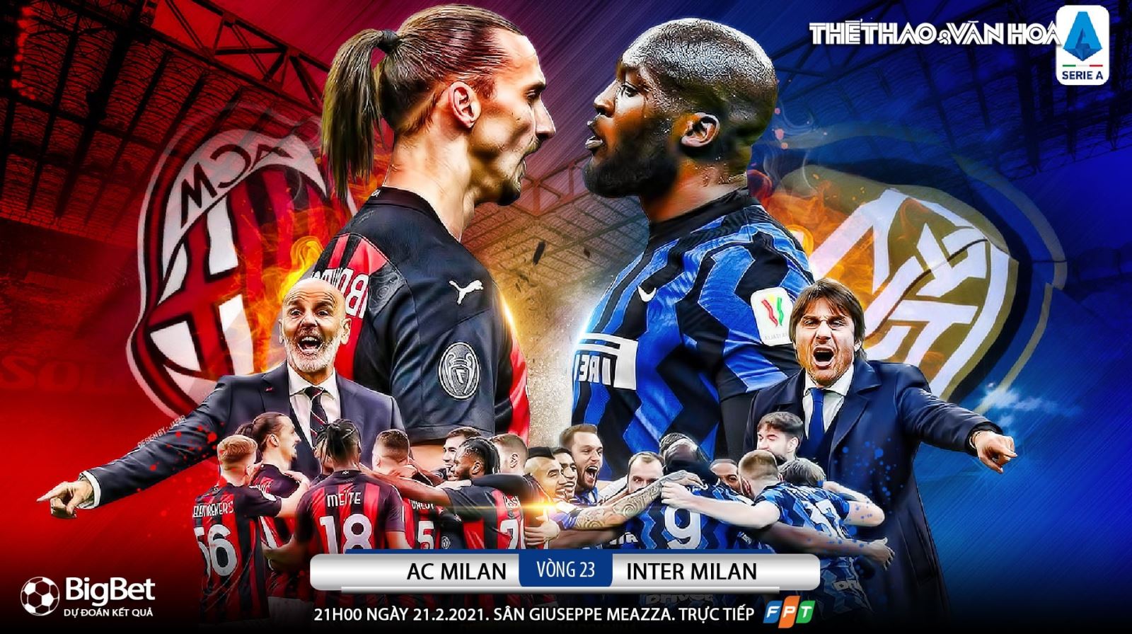 Soi kèo nhà cái Milan vs Inter. FPT Play trực tiếp bóng đá Italia Serie A