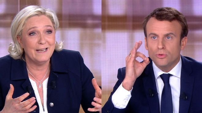 Bầu cử Pháp: 'Cuộc đọ sức' ồn ào giữa bà Pen và ông Macron