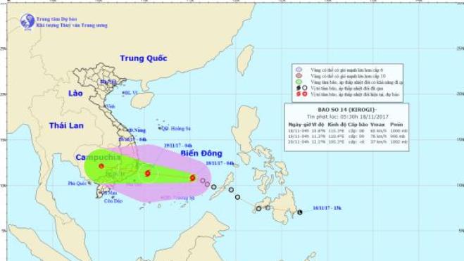 Cập nhật cơn bão số 14: Bão giật cấp 11 đang tiến vào Biển Đông