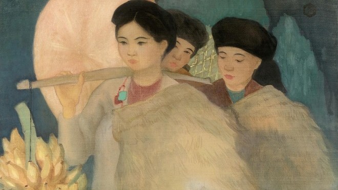 Đấu giá bức tranh lụa đáng sưu tập 'Thôn nữ Bắc kỳ' của họa sĩ Nam Sơn