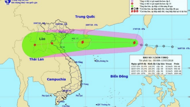 Áp thấp nhiệt đới đã mạnh lên thành cơn bão số 3 