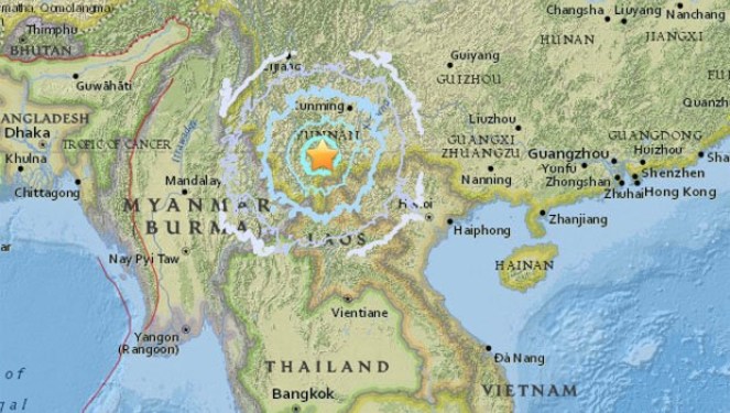 USGS: Động đất mạnh 5,6 độ tại tỉnh Vân Nam của Trung Quốc