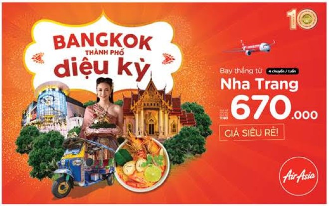 AirAsia mở đường bay Nha Trang - Bangkok