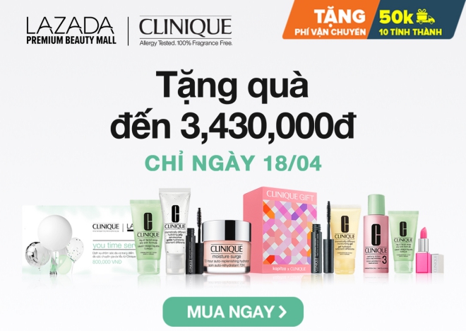 Lazada độc quyền phân phối trực tuyến thương hiệu mỹ phẩm Clinique tại Việt Nam