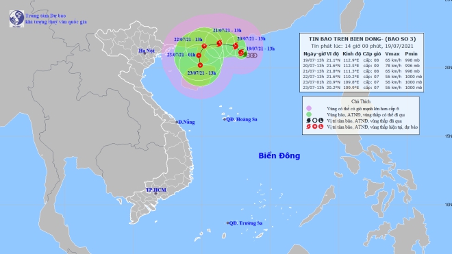 Tin bão khẩn cấp cơn bão số 3 trên Biển Đông