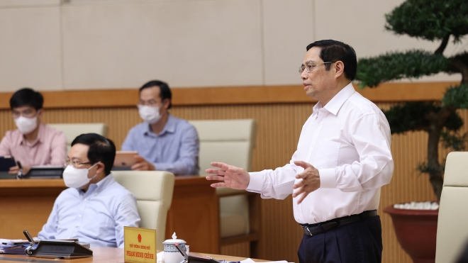 Thủ tướng Phạm Minh Chính: Việc phục hồi, phát triển kinh tế - xã hội phụ thuộc rất lớn vào kết quả phòng, chống dịch Covid-19