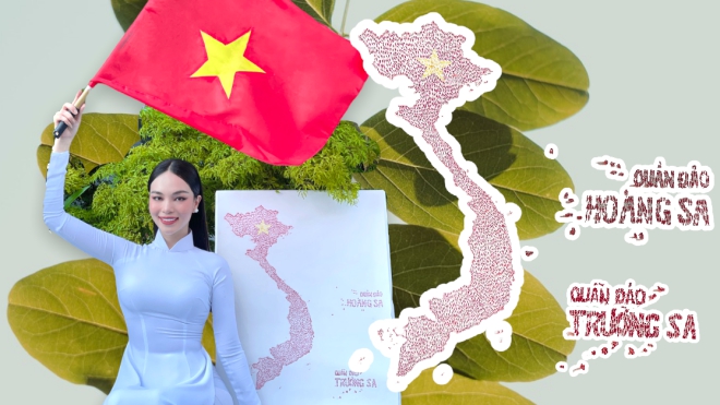 Hoàng Hương Ly vẽ bản đồ Việt Nam dự thi tài năng ở Miss Tourism International 2021