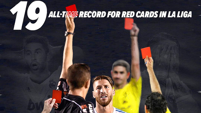 Ramos lập kỉ lục về số thẻ đỏ phải nhận ở Liga