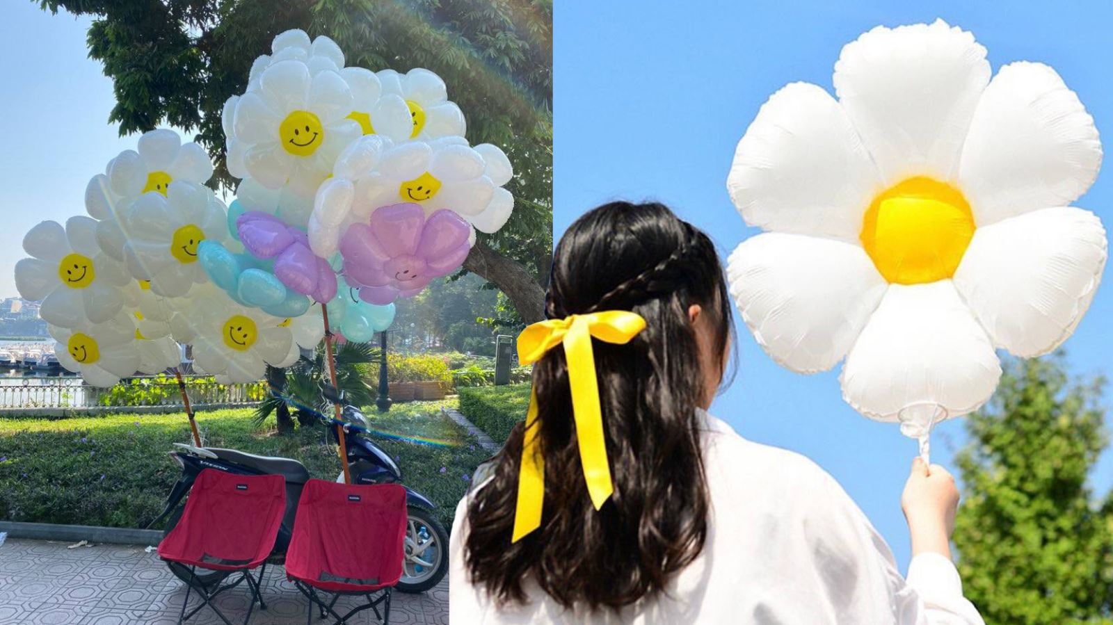Giới trẻ Hà Nội thích thú với trào lưu check-in bóng bay bông hoa khắp hồ Tây