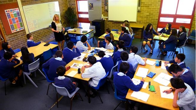 Trong ảnh: Một lớp học tại trường trung học St Johns ở Sydney, Australia. Ảnh: AFP/TTXVN