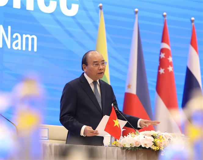 Trong ảnh: Thủ tướng Nguyễn Xuân Phúc, Chủ tịch ASEAN 2020 phát biểu. Ảnh: TTXVN