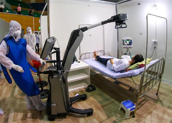 Diễn tập các tình huống xử lý bệnh nhân mắc COVID-19 được đưa đến Bệnh viện dã chiến Tiên Sơn (Đà Nẵng)