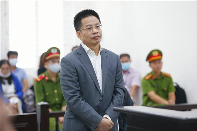Bị cáo Nguyễn Xuân Sơn (Tổng Giám đốc PVOil) tại phiên tòa. Ảnh: Doãn Tấn - TTXVN