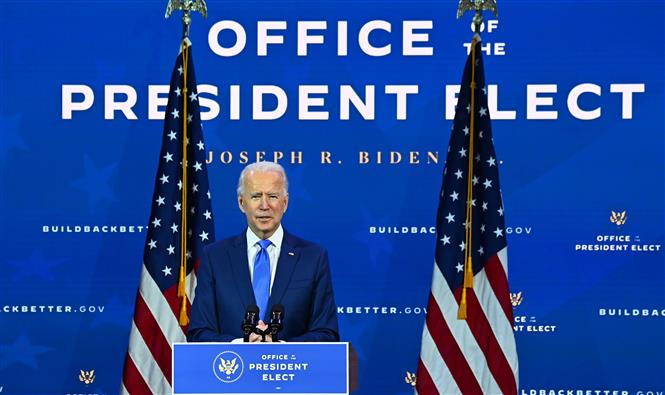 Trong ảnh: Tổng thống đắc cử Joe Biden phát biểu tại Wilmington, Delaware, Mỹ, ngày 1/12/2020. Ảnh: AFP/TTXVN
