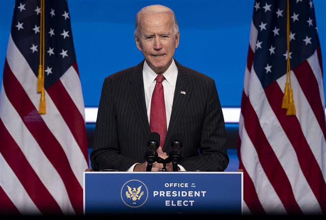 Trong ảnh: Tổng thống đắc cử Mỹ Joe Biden phát biểu sau cuộc gặp với các Thống đốc ở Wilmington, bang Delaware ngày 19/11/2020. Ảnh: AFP/TTXVN
