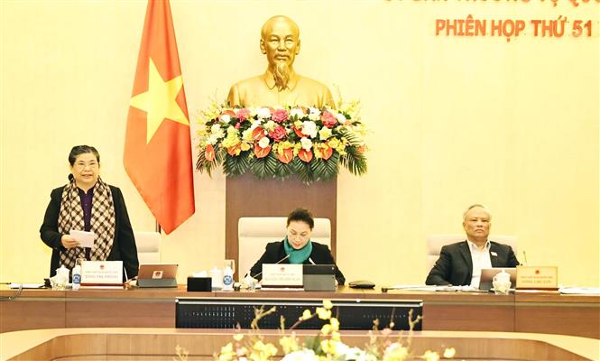 Trong ảnh: Phó Chủ tịch Thường trực Quốc hội Tòng Thị Phóng phát biểu ý kiến tại phiên họp. Ảnh: Trọng Đức - TTXVN