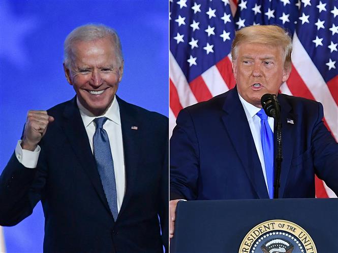 (tư liệu): Ông Joe Biden (trái) và ông Donald Trump. Ảnh: AFP/ TTXVN