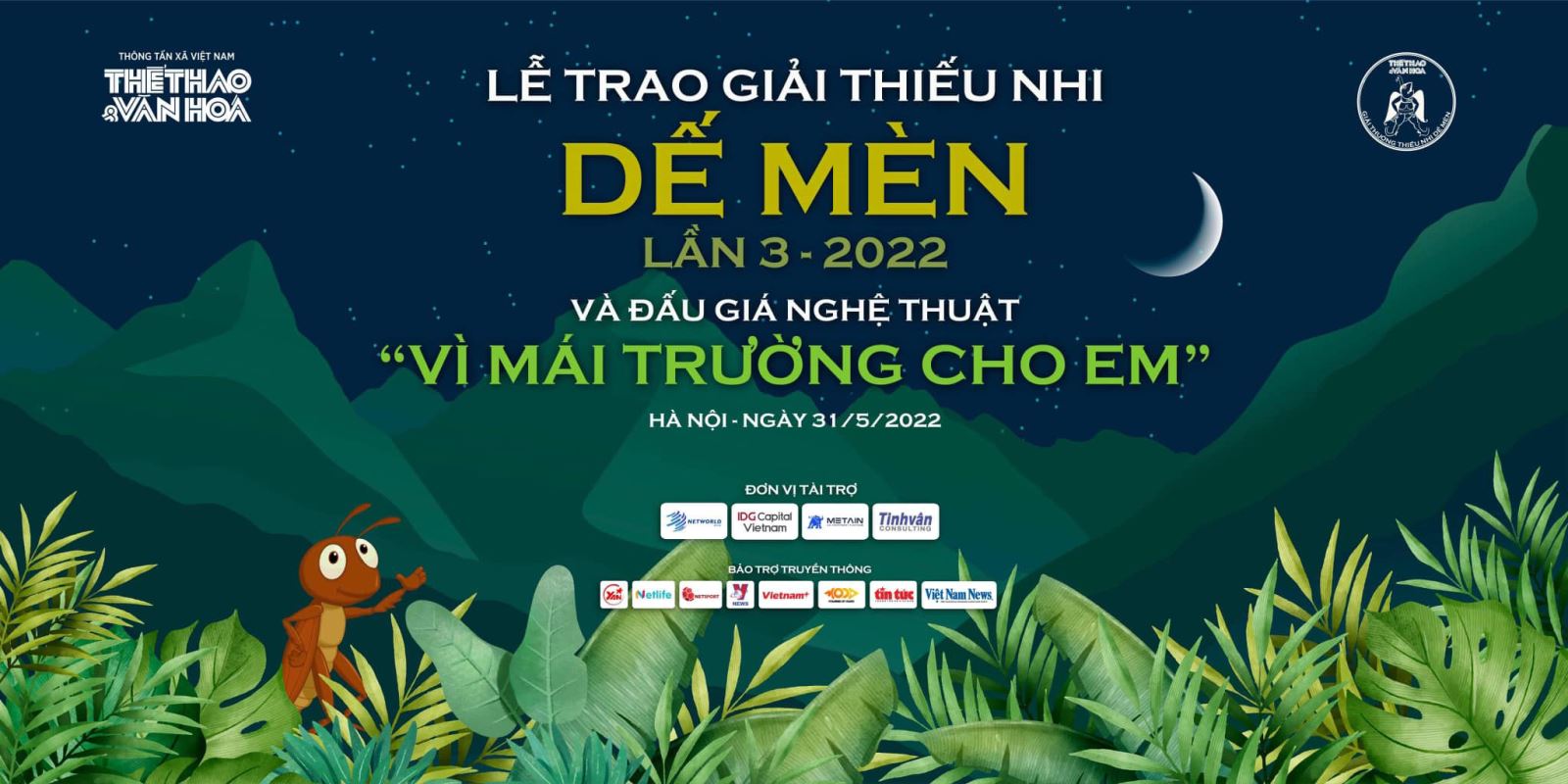 Trực tiếp Lễ trao giải Dế Mèn và đấu giá nghệ thuật 'Vì mái trường cho em'