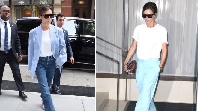 Street style áo phông trắng của Victoria Beckham suốt Tuần lễ thời trang New York 2017