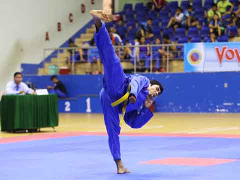 Giải vô địch các đội mạnh Vovinam toàn quốc lần IX – 2018 diễn ra từ 18 – 22/4 tại Nhà thi đấu tỉnh Đồng Nai. Ảnh: BM