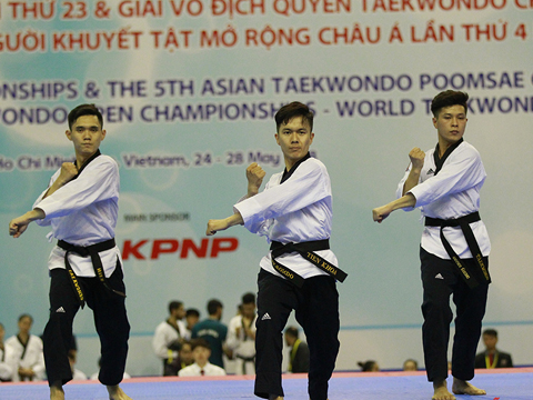 Các VĐV đội quyền Taekwondo Việt Nam có nhiều hy vọng vàng ASIAD năm nay. Ảnh: VT