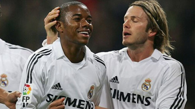 Robinho thời đỉnh cao khoác áo Real Madrid cùng Beckham