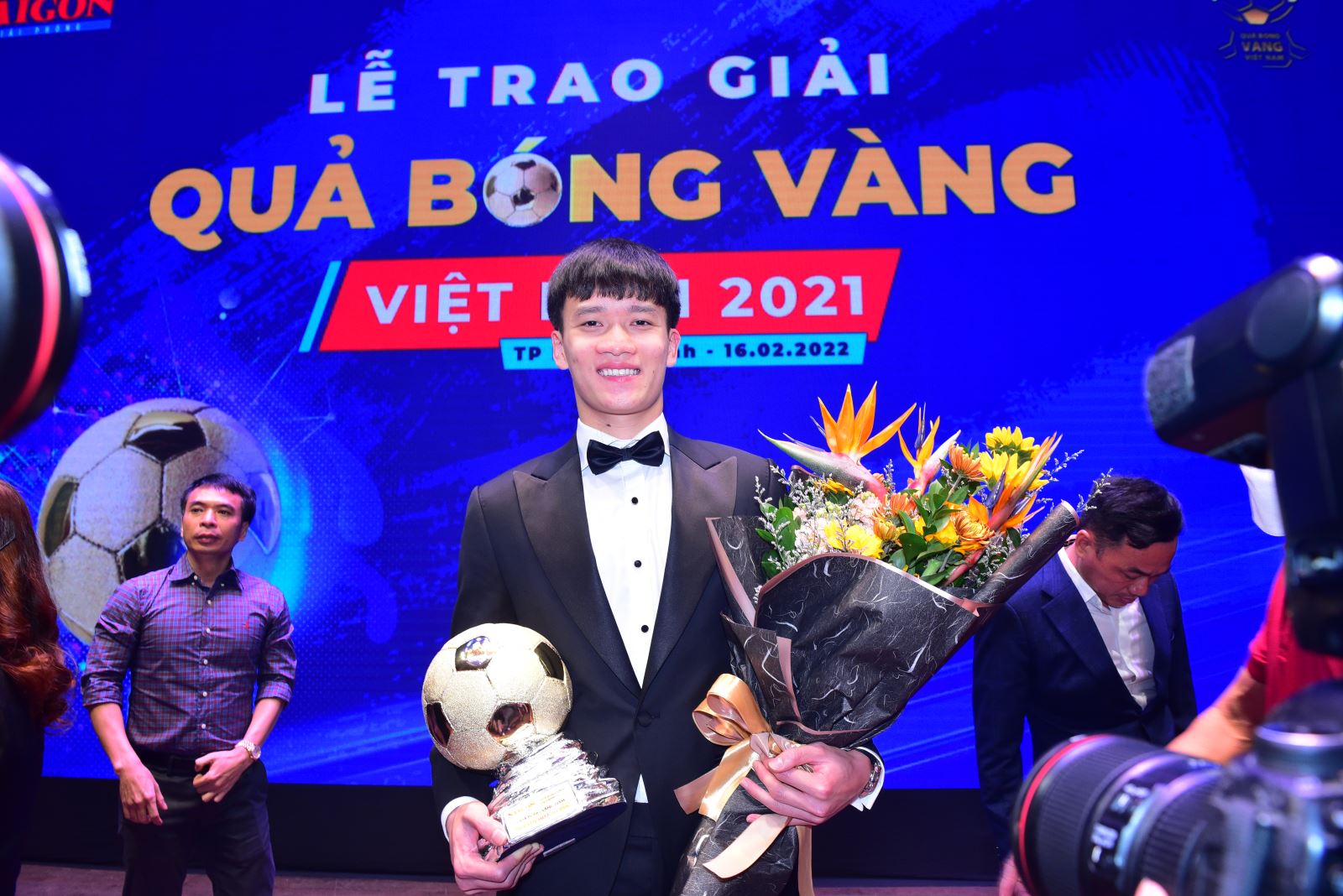 Hoàng Đức giành chiến thắng thuyết phục ở giải thưởng Quả bóng vàng Việt Nam 2021. Ảnh: Anh Phương