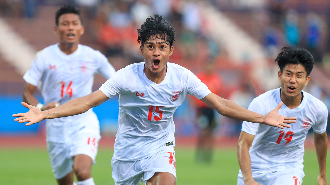 U23 Myanmar đang khiến cục diện bảng A trở nên căng thẳng khi họ vươn lên dẫn đầu với 2 trận thắng tuyệt đối. Ảnh: Hoàng Linh