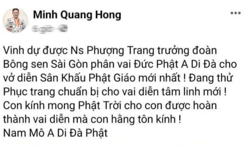 Minh Béo được phân vai Đức Phật, Minh Béo đóng vai Đức Phật, Minh Béo, Minh Béo là ai, Minh Béo 2022, thông tin mới vụ Minh Béo, sự thật tin minh beo dong vai duc phat