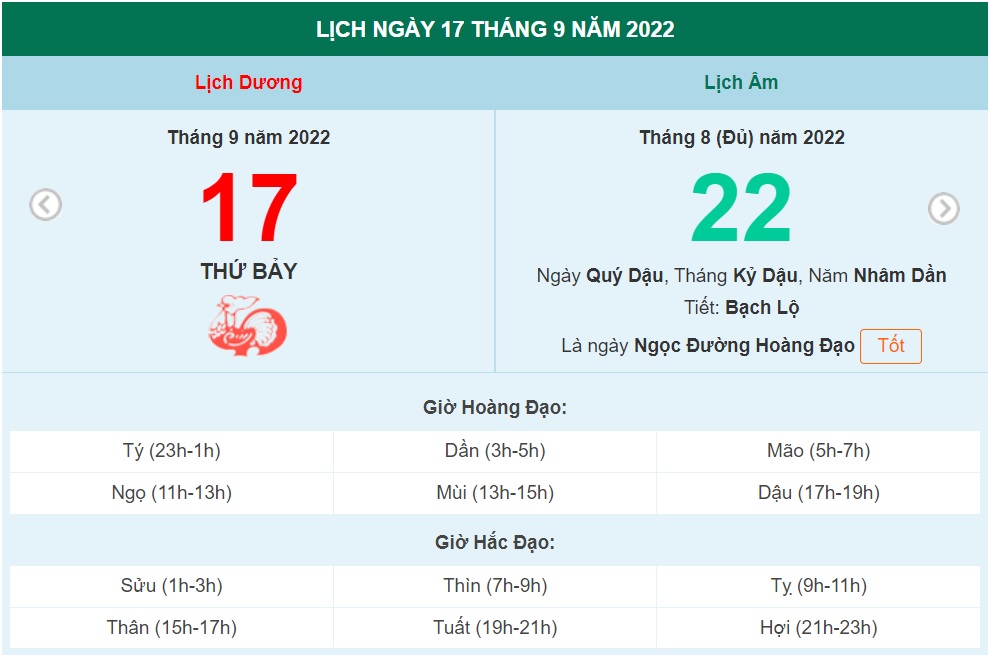 ngày 17 tháng 9 năm 2022, ngày 17/9/2022 tốt hay xấu, xem ngày tốt, lịch âm 2022, lịch vạn niên ngày 17/9/2022, âm lịch hôm nay 17/9, Lịch vạn niên ngày 17 tháng 9