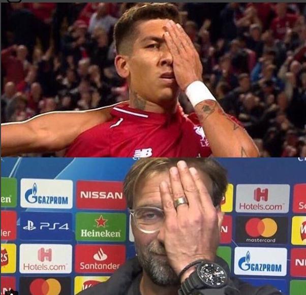 Chết cười với ảnh chế Firmino ăn mừng kiểu "độc nhãn". Liverpool. PSG