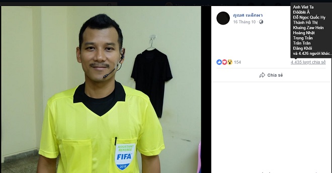 Trọng tài biên Phubes Lekpha 'choáng' vì bị CĐV Việt Nam 'tấn công' trên facebook 