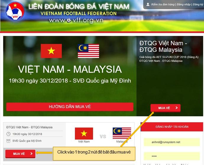 Hướng dẫn mua vé online trận Việt Nam vs Philippines (19h30, 06/12)