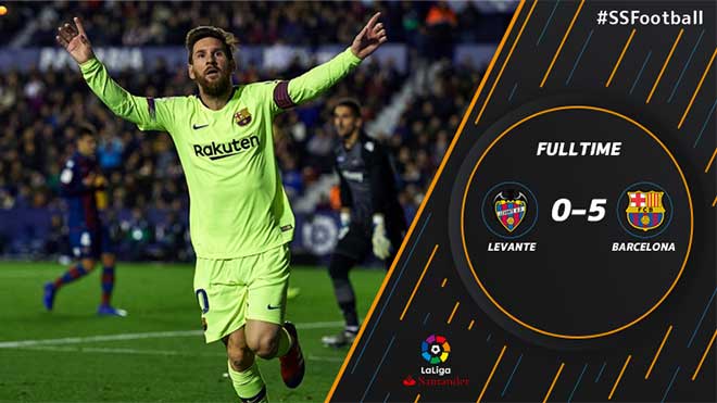 Video clip bàn thắng Levante 0-5 Barca: Bàn tay nhỏ của Messi và đồng đội