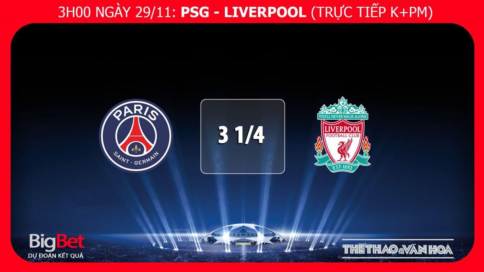 Nhận định bóng đá PSG vs Liverpool (03h00 ngày 29/11)