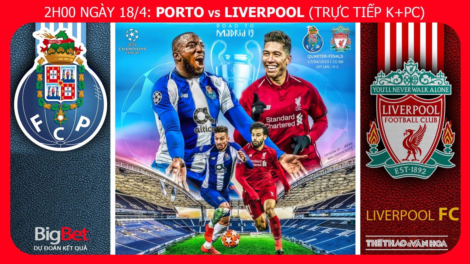 Dự đoán dự đoán bóng đá Porto vs Liverpool (2h00 ngày 18/4), lượt về tứ kết Cúp C1. Trực tiếp K+PC 