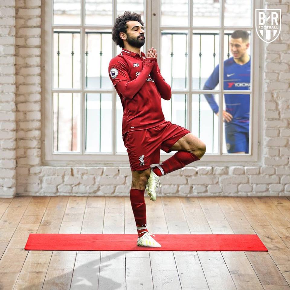 salah, liverpool, chelsea, mohamed salah, salah ăn mừng, yoga