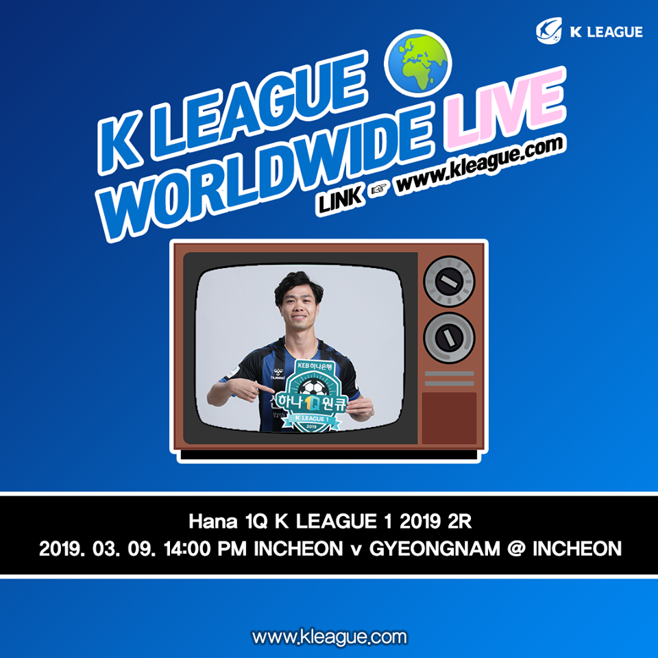 Công Phượng, Incheon United, K-League 2019, Daegu, xem trực tiếp công phượng, xem trực tiếp incheon united, hàn quốc, cong phuong