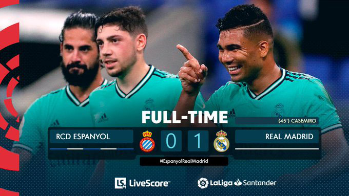 Espanyol 0-1 Real Madrid: Casemiro sắm vai người hùng, Real Madrid hơn Barca 2 điểm
