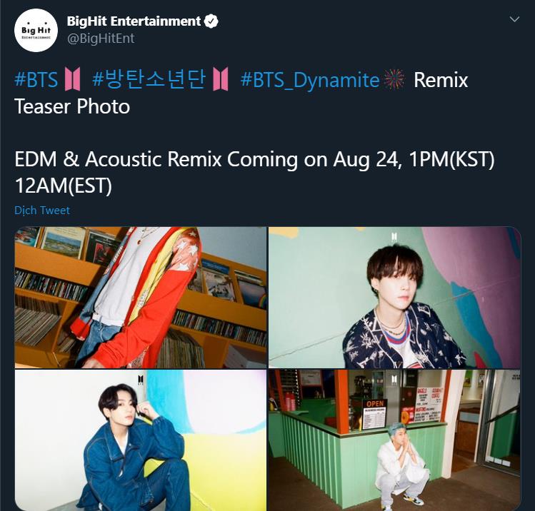 BTS, Dynamite, Dynamite remix, BTS Dynamite, Dynamite BTS, BTS YouTube, Dynamite BTS remix, BTS Dynamite remix, MV Dynamite, BTS tin tức, BTS thành viên, remix Dynamite