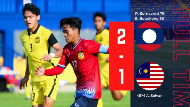 bóng đá Việt Nam, U23 Đông Nam Á, U23 Malaysia 1-2 U23 Lào, kết quả bóng đá U23 Lào 2-1 U23 Malaysia, bảng xếp hạng U23 ĐNA, U23 Việt Nam vs U23 Singapore, AFF