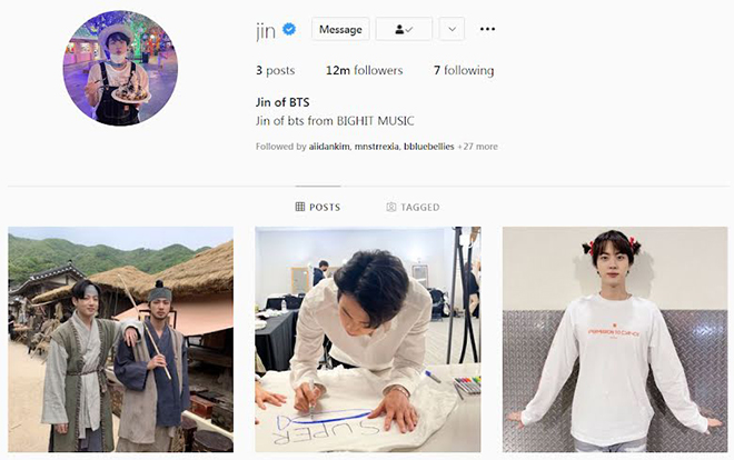 BTS, Tài khoản Instagram của BTS, Jin, Suga, J-Hope, RM BTS, Jungkook, Tin bts