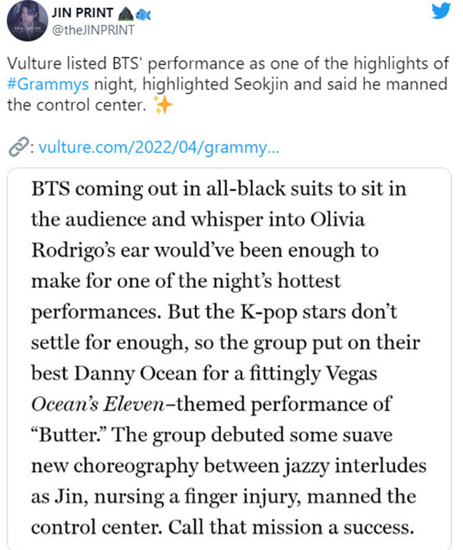 BTS, Thần thái Jin BTS tại Grammy 2022, Netizen dò la về Jin BTS, Jungkook, Suga, Tin bts