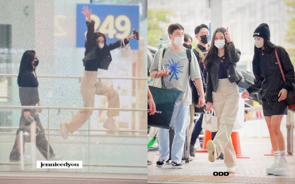 Jisoo Blackpink nhảy chân sáo tại sân bay để Jennie bớt lo lắng